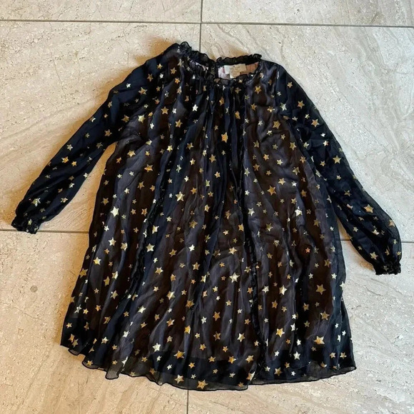 Kate Spade New York Girl’s Black Sheer Tulle Star Print Dress - Size 8Y - Picture 1 of 3
